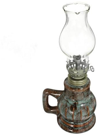 Mobestech Retro-öllampe aus Keramik mit Griff Vintage-petroleumlampe für Innenbereich Klassische Öllampe mit Brenner Laterne für Dekoration und Notlicht