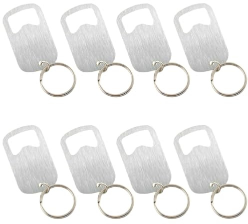 CREATCABIN 8 pcs Mini Bottle Opener Keychain Customizable Key Clip With Flat Metal Bottle Opener Function Beer Lovers Key Chain Home Bar Kitchen Restaurant Party Use 2.95×1.22in Grey