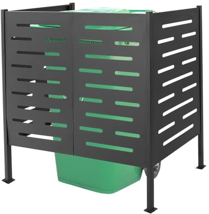Air Conditioner Fence Panel, Outdoor Privacy Fence Covers, Metal AC Privacy Screen Trash Can Fences, Iron Outdoor Equipment Enclosure, 48.03 * 22.05 * 48.03in, Dark Grey, 3 Panels
