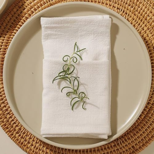 Tygservetter vita, 6 stycken servetter tyg 40 x 40 cm, linneservetter bröllop födelsedag jul bordsdekoration