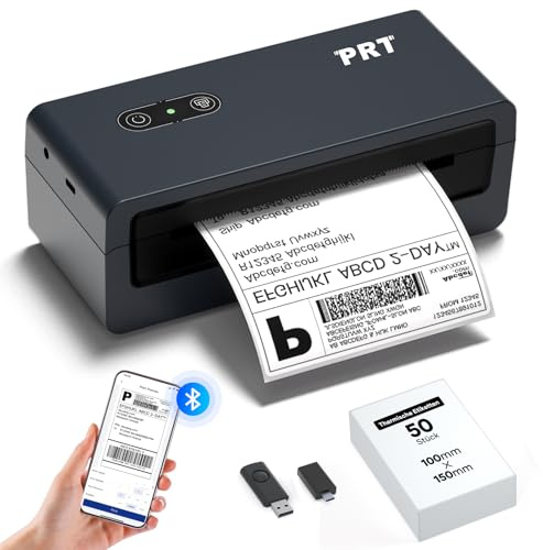 prt 4x6 Versandetiketten Drucker Bluetooth - Thermodrucker Für Kleinunternehmen, Kompatibel Mit iPhone, Android, Windows, macOS, Unterstützt Amazon, Ebay, Walmart, FedEx