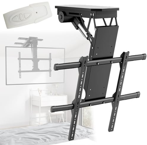 Electric Ceiling TV Mount for 32 to 70 Inch Screens, Motorized Flip Down Mount with Remote Control & Angle Adjustment, Ideal for Pitched Roofs, Supports 0-85° Angle