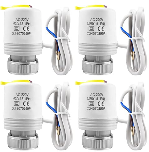 Behogan 4 Stück Stellmotor Fussbodenheizung: 230v M30x1,5 NC stromlos geschlossen, Thermischer Stellantrieb Stellantrieb für Fußbodenheizung, Fußbodenheizung Ventil für nahezu jeden Heizkreisverteiler