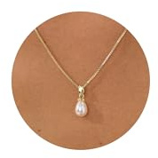 KINHOPI Kette Gold Damen, 14K Vergoldet Halskette Mädchen mit Perle Zirkonia Charm Goldene Perlenkette Schmuck Geschenkidee für Damen