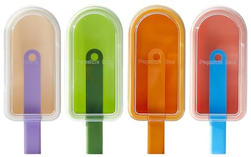 Moules à sucettes glacées – 4 pièces en silicone, machine à sucettes glacées à démoulage facile, comprend des couvercles et des bâtonnets | Friandises pour au fromage congelés pour friandises