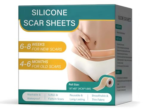 YUPDFGB Silicone Scar Tape 4cm x 1.5m, Medical Grade Silicone Sheets for Scar Care, Soft, Reusable, Waterproof, Suitable for Surgery, C Section, Burns, Acne Marks and Stretch Marks