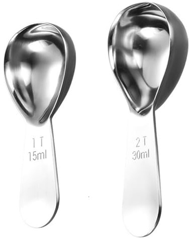Kaffeelöffel Edelstahl Set 15ml 30ml, Messlöffel Kurz für Kaffeedose, Dosierlöffel Silber für Kaffeepulver Tee Zucker, Präziser Kaffeelot Portionierer, Spülmaschinenfest & Rostfrei für Küche