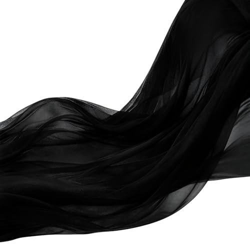 Weicher Organza Tüllstoff 160cm x 3 Meter/5M/10M, Transparenter Netzstoff Dekostoff Zum Nähen Für Hochzeit, Party, Torbogen, Kleid, Tüllrock, Schleier Und DIY Deko (Schwarz, 160cm x 3 Meter)