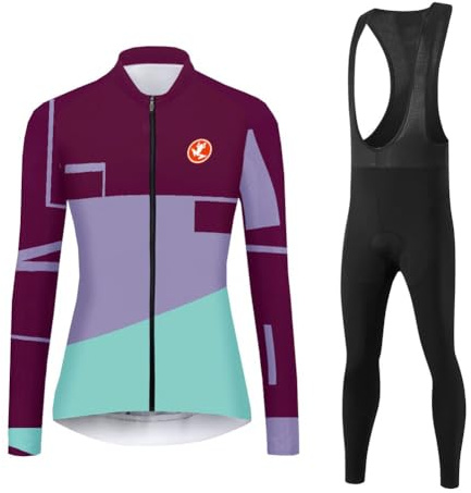 UGLY FROG Damen Trikot Set Fahrradbekleidung Frühling Herbst Fahrradtrikot Langarm und Radhose mit 3D Sitzpolster