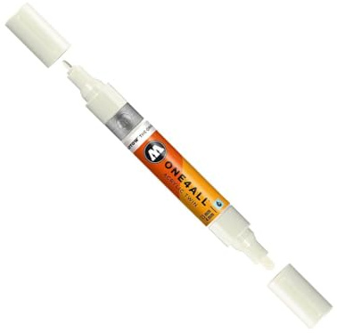 Molotow ONE4ALL Acrylic Twin Pump Marker, 1.5mm and 4mm Nibs, Nature White, 1 Each (227.435)