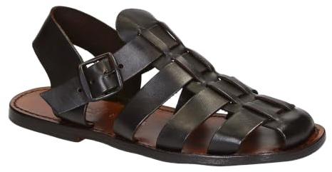 Sandali francescani Uomo Fatti a Mano in Pelle Color Testa di Moro - Codice Modello: 502-U-CUOIO - Taglia: 41 EU