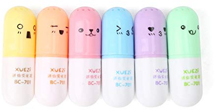Ogquaton 6 x Kawaii Fluoreszierende Textmarker für Kinder 3 Premium Qualität
