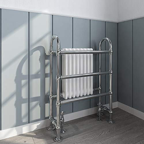NRG Traditional Double Heated Towel Rail Column Radiator 904 x 674 mm White | Column Rad, Wall Mounted Ladder Rad, 10 Year Guarantee, for Bathroom
