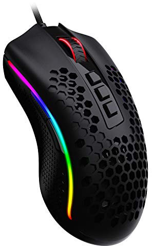 Redragon M808 Storm Ultralight Wired Gaming Mouse, 85g Lightweight Honeycomb Shell - Adjustable DPI Up to 12,400 - Optical Sensor - 7 Programmable Buttons - for PC Gamers - Black
