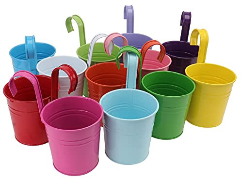 YARNOW Hängender Blumentopf 12er-Pack Eiseneimer Blumentöpfe Für Büro Wohnzimmer Garten Rustikales