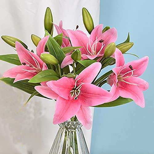 SJDWDX, 9 fiori artificiali di tigre, bouquet di gigli, realistico al tatto, 36 cm, finto giglio di tigre, con fiori di plastica, gigli per casa, matrimoni, ristoranti, ufficio, decorazione