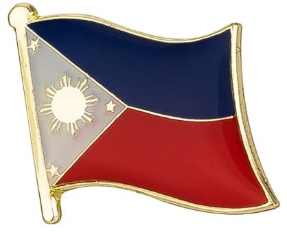 Philippines National Flag Metal Enamel Lapel Pin Badge – 1.9 x 1.6 cm Filipino Sun and Stars Flag – Hard Enamel Finish with Secure Clasp for National Pride, Travel, Events, and Collectors