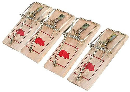 Mouse Traps For Indoors 4 Pcs Wooden Traditional Mouse Mice Trap Reusable Rodent Bait Traps HTUK