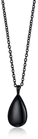 NEHZUS Urnen-Halskette für Damen, Edelstahl, Wassertropfen-Anhänger, Urnen-Halskette für Asche, Schmuck, Andenken, Gedenkanhänger mit 50 cm Kette und Füll-Set