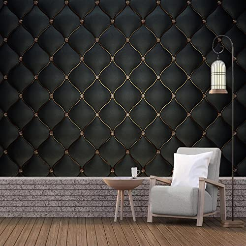 KEYESMINER Papier Peint Photo Mural Géométrie créative noire Peinture Murale 3D Photo Poster Tableaux Muraux Salon Chambre Bureau Couloir Mural Décoration, 200 cm x 150 cm