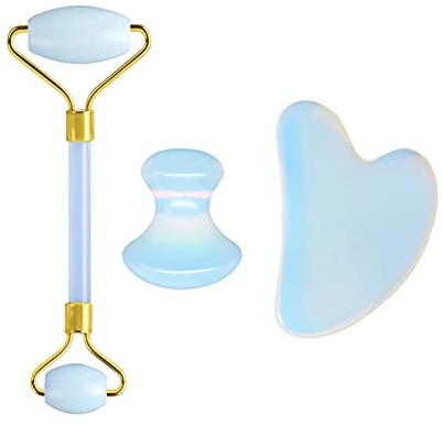 Opalite Rouleau de jade pour le visage et gua sha Masseur à gouache naturelle type 01