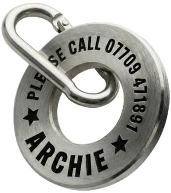 UKR Designs Solid Brass or Stainless Steel Deep Engraved Dog Tag/Pet ID
