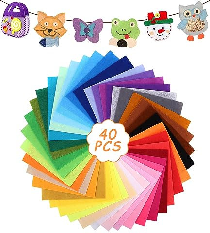 jutyum 40 Farben Filzstoff Basteln, Farbig Filz Blätter, 20 x 30 cm Bastelfilz Filz, Polyester Felt Fabric Basteln, Kinder Vliesstoff Stoff Filzplatten, zum DIY Handwerk Nähen Manual Decoration