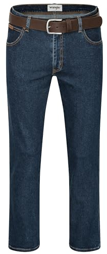 Wrangler Texas Herren-Stretchjeans Regular Fit Authentic Straight in verschiedenen Waschungen mit Gürtel in schwarz oder braun