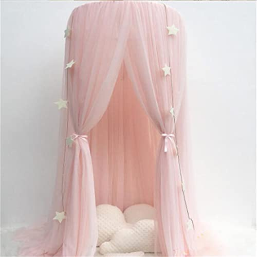 Surwin Princesa Dosel de Cama para Niños Niña Bebés Mosquitera Dosel Cama Individual Matrimonio, Ensueño Redonda Toldo de Cuna de Castillo de Dormitorio Decoración de Dormitorio (Rosa)