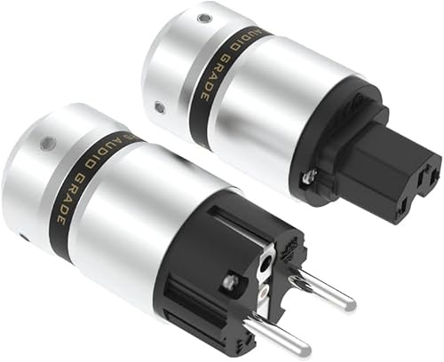 Brollitest 1 Pair High-end Schutzkontaktstecker Schuko Stecker Rhodiniert+ IEC 320 Kaltgerätebuchse C15 Für High End Netzkabel (Rhodiniert)