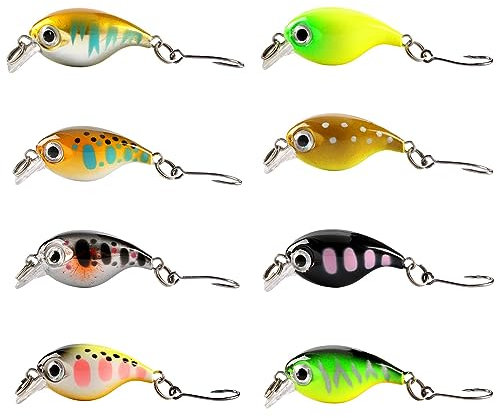 Forellen Wobbler Set, 8 Stück Forellen Köder, Löffelköder, Mini Wobbler Forelle Barsch, Angeln Jig Spinner Set, Angelköder Set, Mit Aufbewahrungsbox, Für Hecht Bass Lachs Salzwasser Süßwasser
