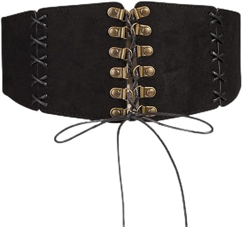 QKEPCY Cinturón Corsé Ancho Elástico Ajustable Cordones Laterales Hebillas Vintage Decorativas Complemento Vestidos Faldas Blusas