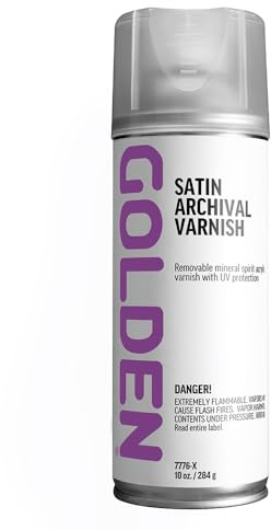 GOLDEN Satin Archival Varnish, 10 oz. Aerosol Can, Professional Acrylic Varnish