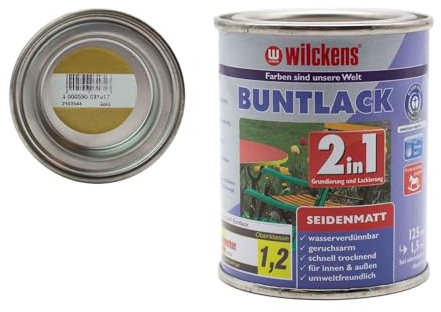 Wilckens Buntlack 2in1 Dispersion seidenmatt 30 Farben 125ml, Farben:Gold