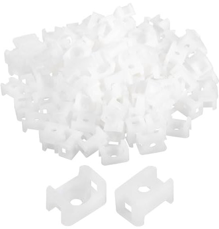sourcing map 250 Stück Kabelbinder-Basis-Satteltyp-Halterung Draht-Halter, 15,3x10,2x6,9 mm Draht-Clips-Organizer-Halterungen Klemmen für elektronische Drähte, weiß 0,14Dia