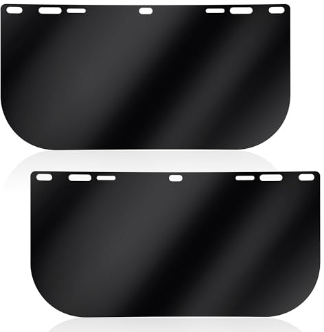 Feekoon 2 Pack Face Shield Replacement Lens, 15.5'' x 8'' Tinted Full Face Shield Compatible with Hobart 770580, Protective Safety Visor Replacement for Welding, Grinding, DIY, Cosplay Helmet