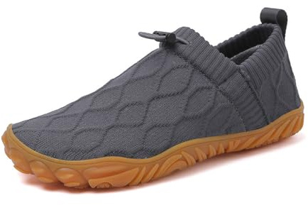 HUSKSWARE Barfotaskor, breda fötter, breda tåskor, Zero Drop sula, kvinnor, män, minimalistiska löparskor, fitness, spårlöpning, fritid, andas, halkfria, lätta sneakers, 2319 grå, 45 EU
