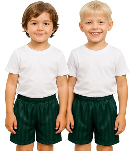 A2Z 4 Kids Flickor Pojkar Skugga Rand PE Shorts Sport Paket om 2 Fotboll - Shadow Shorts 2 Pack Green 11-12