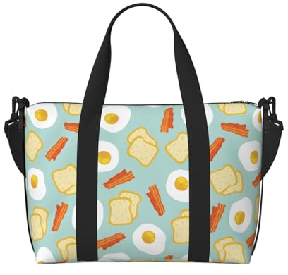 Novastar Sac fourre-tout pour ordinateur portable pour femme, travail, toast, œufs pochés, bacon, week-end, voyage, sac de sport pour homme et femme, sac de voyage à bandoulière pour femme et homme