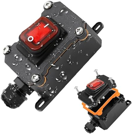SIGANDG Interrupteur en Ligne, Commutateur de Cordon en Ligne,Interrupteur à Bascule étanche, 12 V DC 25 A DPST 4 Broches 12V,IP68 Cordon Interrupteur à Bascule,Double Trou Ouvert Entrée（rouge）