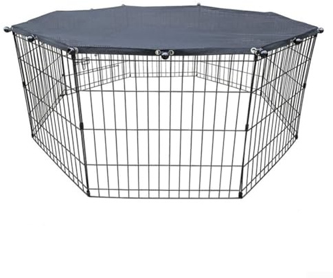 Dog Pen Mesh, Waterproof Octagonal Fence Sun Cover Suitable For 8 Panel 24 Wide Plastic/Metal Pet Pen, Black(B)
