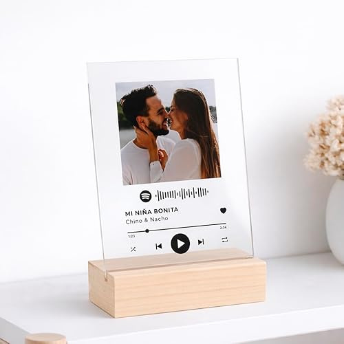 Lámpara Placa Lámina Personalizada Código Canción Base Luz Led Madera Decoración Lámina Regalo Novio Novia Pareja Amiga (Sólo Lámina)