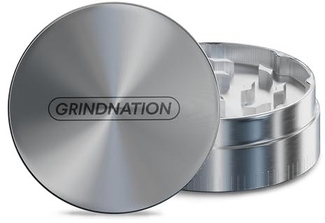 GRINDNATION Grinder de acero inoxidable Premium, 55 mm, 2 piezas, procesamiento preciso y duradero, mecanismo afilado, juego con cepillo y rascador (55 mm)