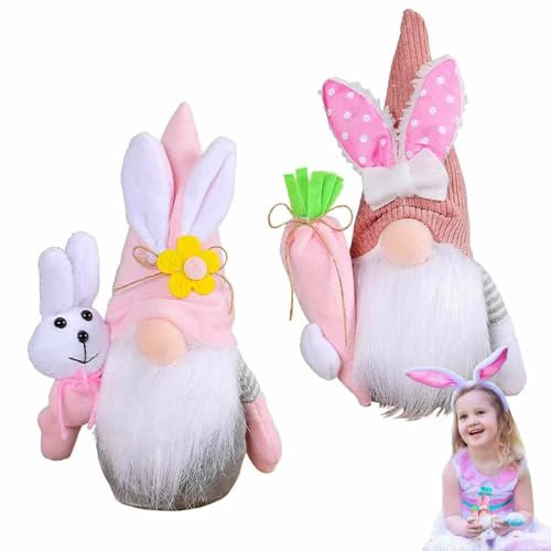 APPCXOKL Coniglio Pasquale in Peluche, Pulcini Pasquali per Decorazioni,Un Set 2PC di Simpatici Nanetti Portafortuna, Ideale per Le Decorazioni Primaverili ed Eventi Pasquali