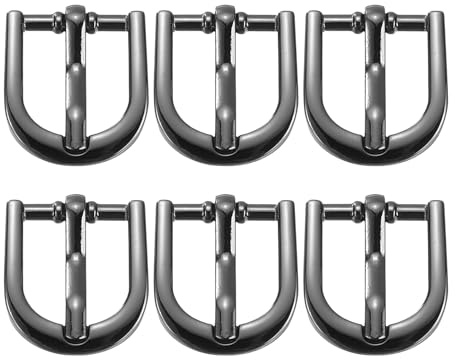 SUIKIHUM 6 Stück Metall-Rollschnallen, verstellbare Rollschnalle für Riemen, einzelne Zinken-Gürtelschnalle für Gürteltasche, Schlüsselanhänger, Schwarz , 0.6 inch