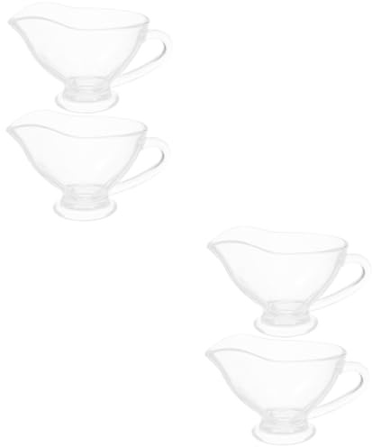 Alipis 4pcs Glass Gravy Boat Sauce Cup Dispenser for Gravy Serving Handle for Kitchen Use as Sauce Pitcher