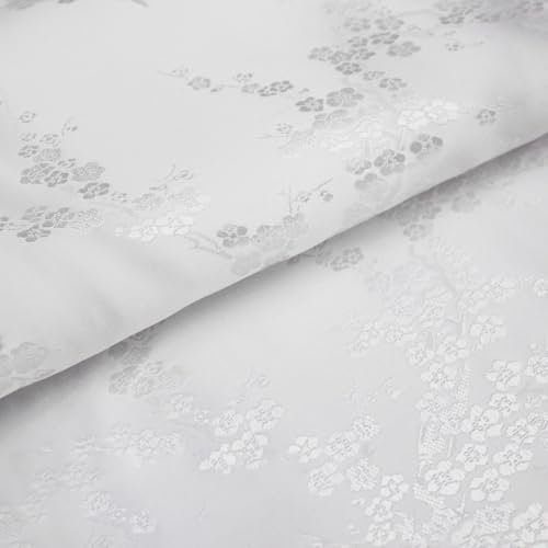 Wambere 1m Brokatstoff Breite 90cm Brokatstoff Mit Blumenmuster Dekostoff Cheongsamstoff Vintage Bastelstoffe Meterware Bekleidungsstoffe Für DIY Kunsthandwerk Nähen Kleidungsdekoration,Weiß C