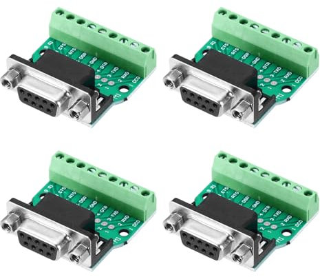 QUARKZMAN Connettore VGA Femmina VGA9 Presa Femmina 9-pin 2-Row Breakout Terminale Senza Saldatura per Attrezzature Meccaniche Computer CNC Confezione da 4 con Viti a Farfalla