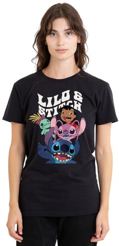 Lilo and Stitch Disney Lilo Stitch Character Montage Ladies T Shirt, Black Camisa Mujer (Pack de 1)