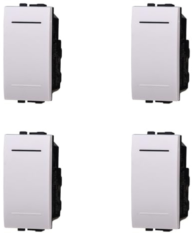 IXTRIMA Interruttore Unipolare, 16A, 1 Modulo, Compatibile con Bticino Living Light, Bianco, Set 4 Pezzi